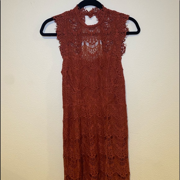 Free People Backless Lace Dress Burnt Orange - Picture 1 of 4